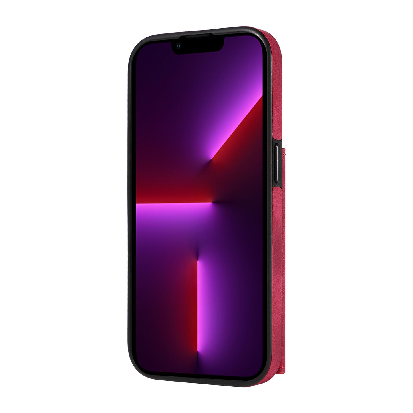 001 For iPhone 13 Pro 6.1 inch Card Holder PU Leather Coated TPU Cover Ring Kickstand Phone Case