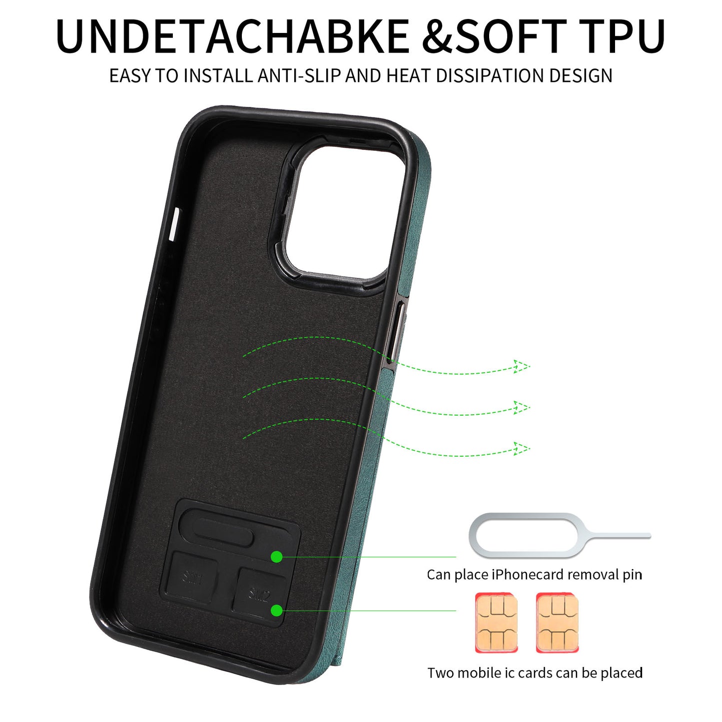 001 For iPhone 13 Pro 6.1 inch Card Holder PU Leather Coated TPU Cover Ring Kickstand Phone Case