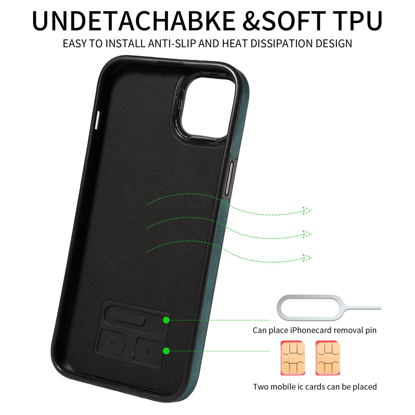 001 For iPhone 14 Card Holder Ring Kickstand Anti-drop Cover PU Leather Coated TPU Phone Case