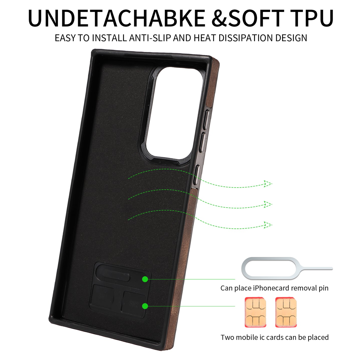 001 For Samsung Galaxy S23 Ultra PU Leather+TPU Card Holder Phone Case Ring Kickstand Skin-touch Cover