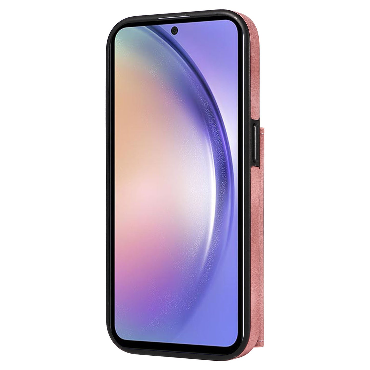 001 For Samsung Galaxy A54 5G Card Holder Phone Case Ring Kickstand Anti-drop PU Leather+TPU Cover