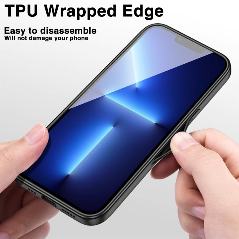 OLGE For iPhone 15 Shockproof Back Cover PU Leather Coated TPU Soft Touch Phone Case