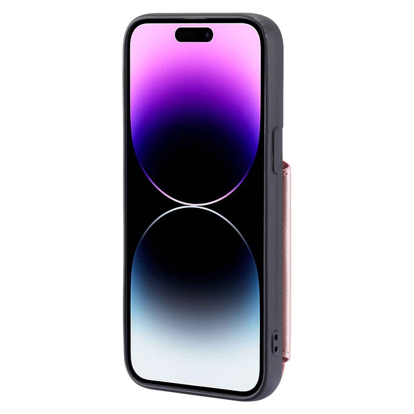 009 Protection Cover for iPhone 15 Pro Max , RFID Blocking PU+TPU Case Kickstand Zipper Wallet Shell with Strap