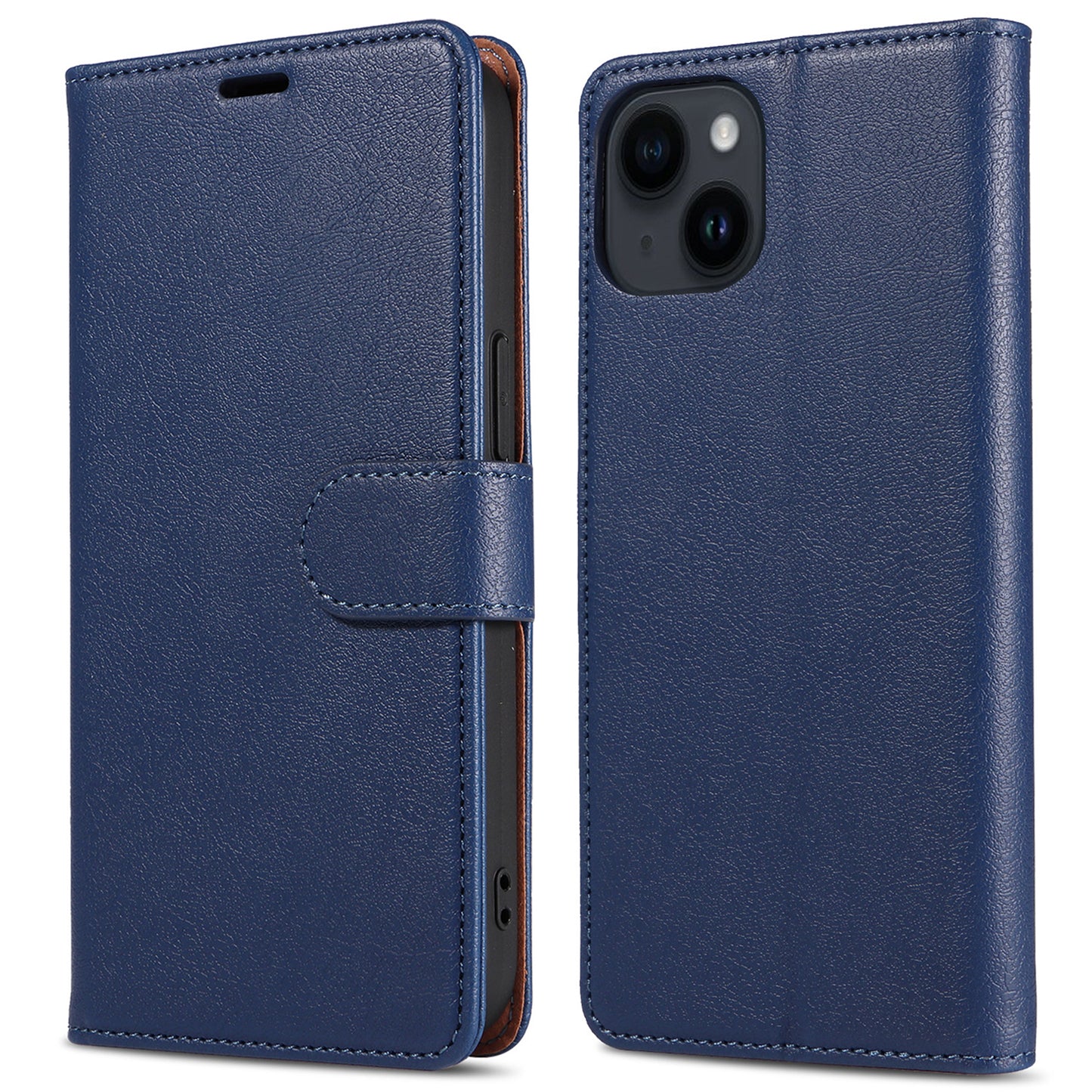 001 For iPhone 15 RFID Blocking Wallet Magnetic Closure Phone Case PU Leather Stand Cover