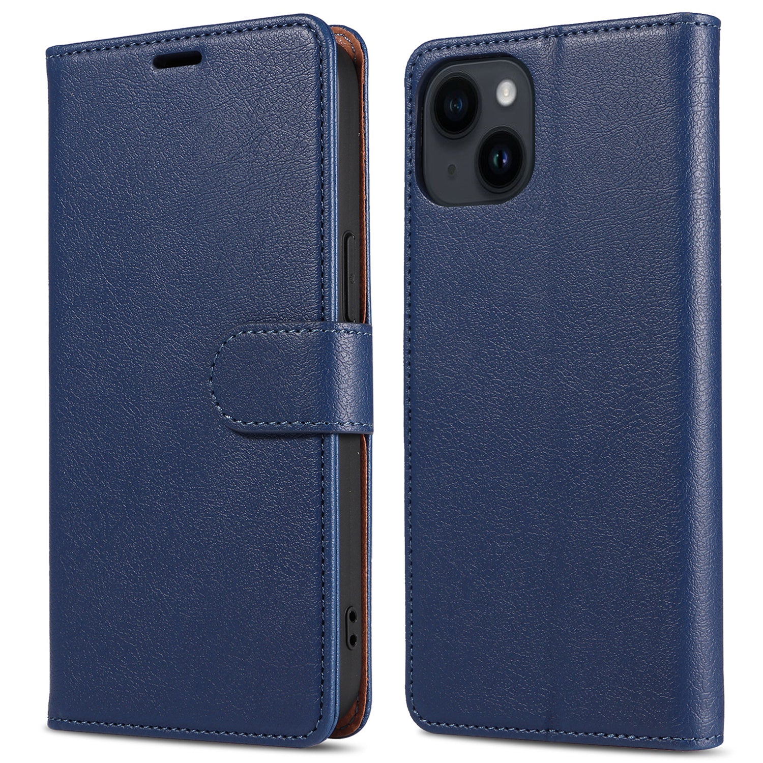 001 For iPhone 15 Plus Wallet PU Leather Stand Cover Magnetic Closure Phone Case RFID Blocking Function Shell