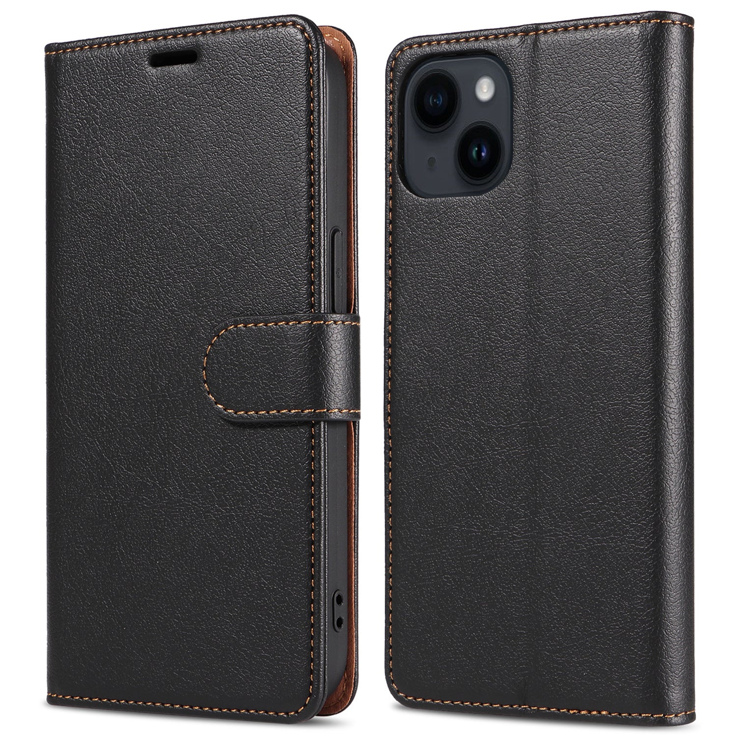001 For iPhone 15 Pro RFID Blocking Wallet  Magnetic Closure Phone Case PU Leather Stand Cover