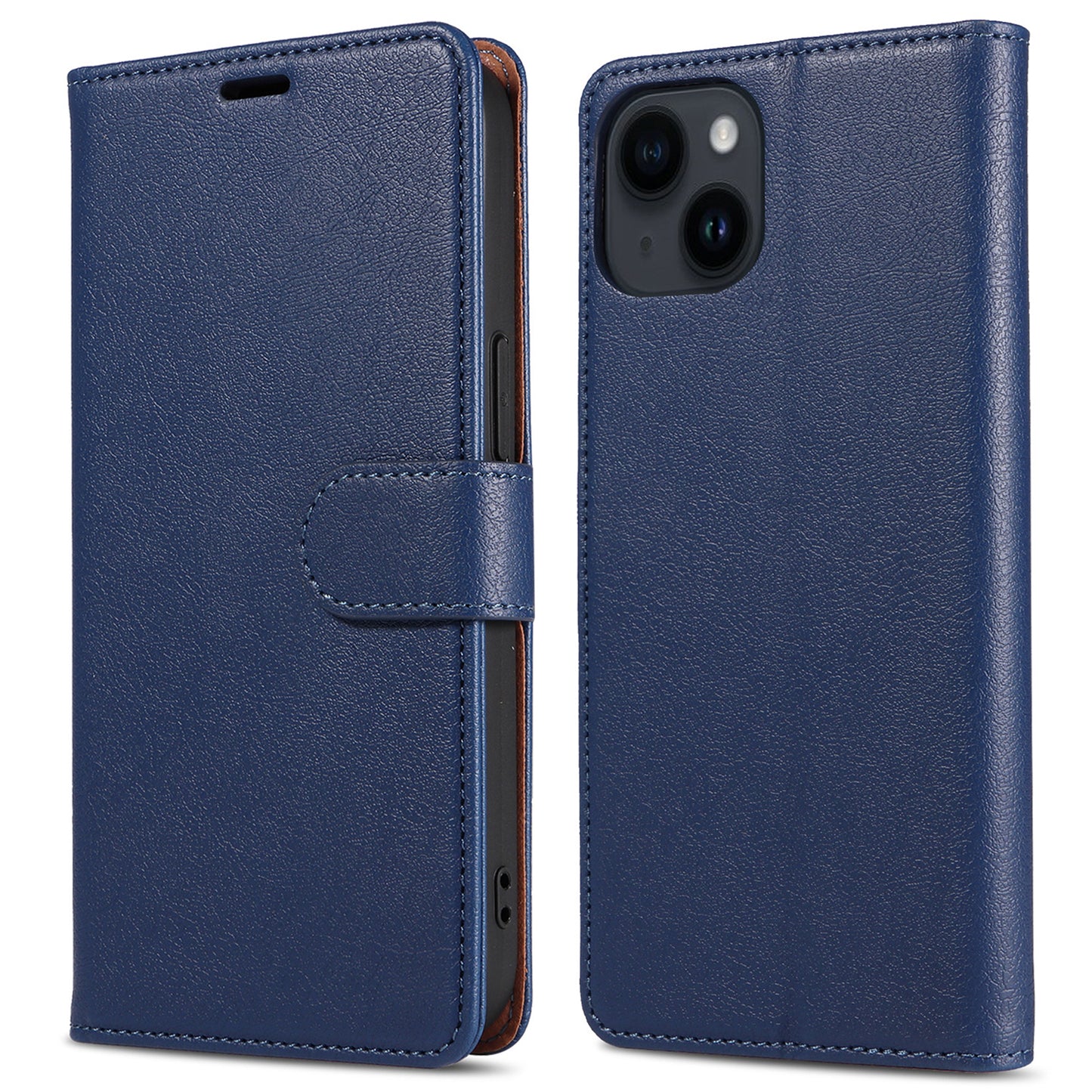 001 For iPhone 15 Pro RFID Blocking Wallet  Magnetic Closure Phone Case PU Leather Stand Cover