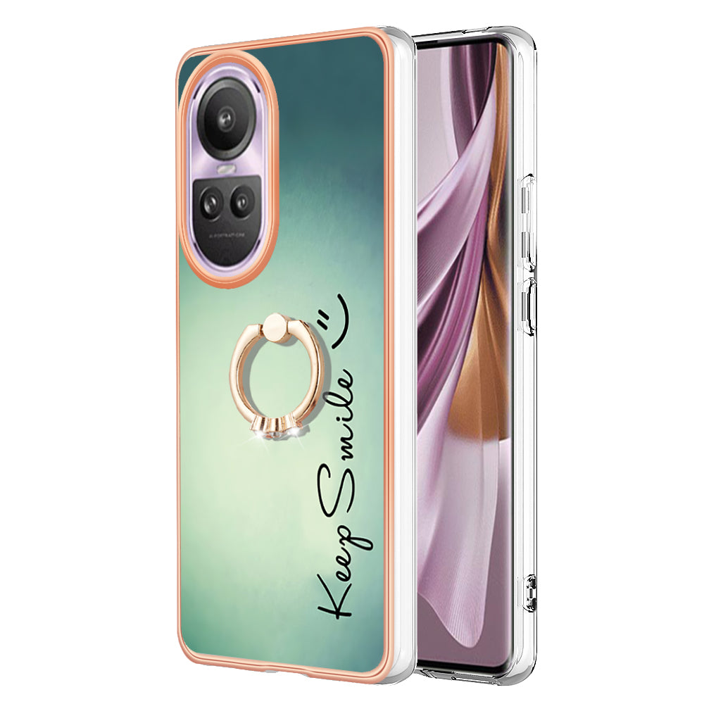 YB IMD Series-20 Style D for Oppo Reno10 Pro 5G (Global) 2.0mm TPU Case IMD Pattern Electroplating Phone Kickstand Cover