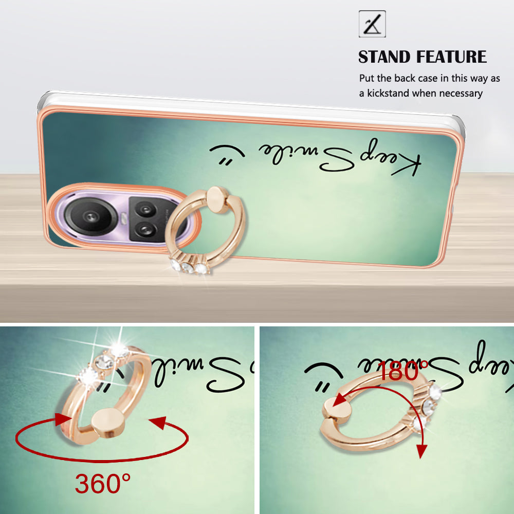 YB IMD Series-20 Style D for Oppo Reno10 Pro 5G (Global) 2.0mm TPU Case IMD Pattern Electroplating Phone Kickstand Cover