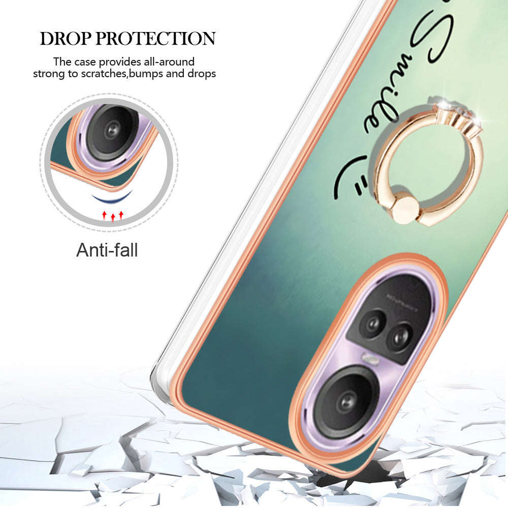 YB IMD Series-20 Style D for Oppo Reno10 Pro 5G (Global) 2.0mm TPU Case IMD Pattern Electroplating Phone Kickstand Cover