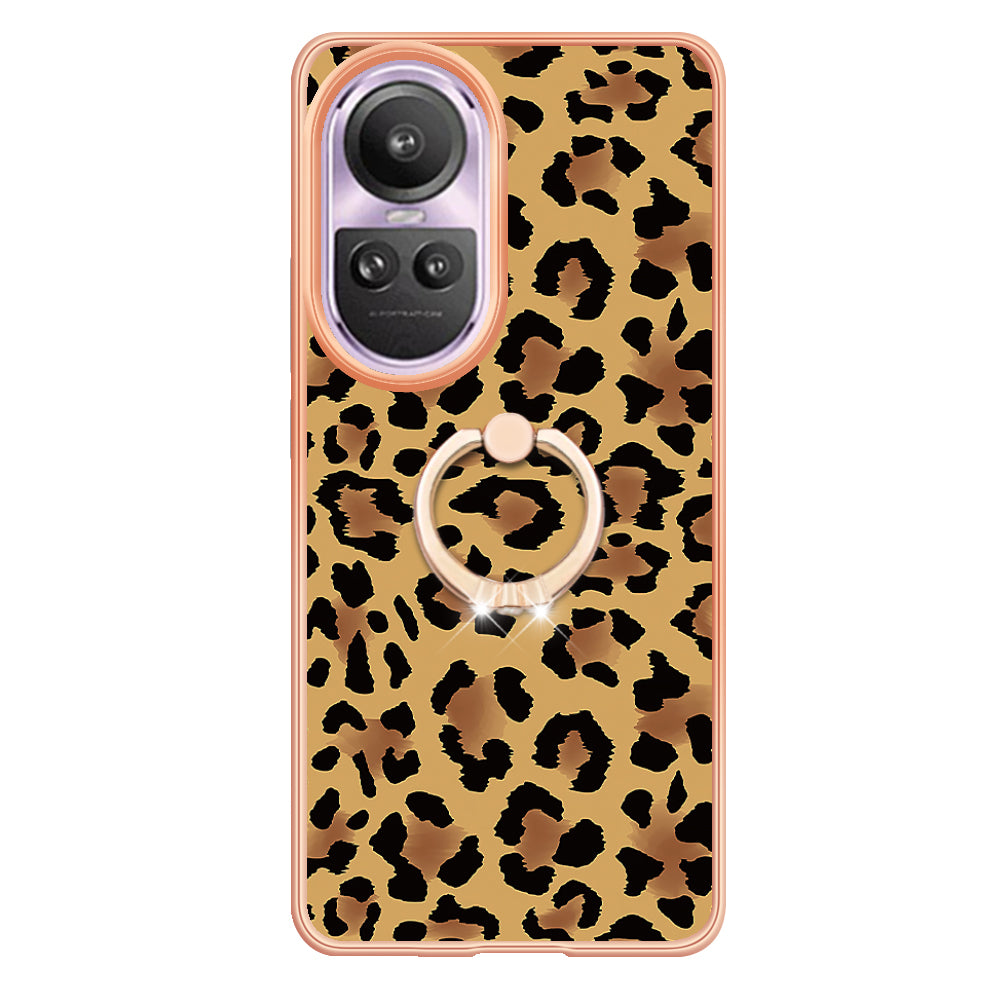 YB IMD Series-20 Style D for Oppo Reno10 Pro 5G (Global) 2.0mm TPU Case IMD Pattern Electroplating Phone Kickstand Cover