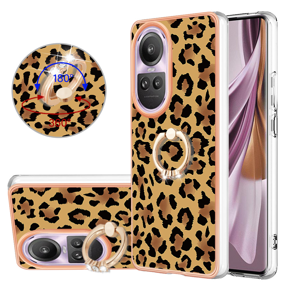 YB IMD Series-20 Style D for Oppo Reno10 Pro 5G (Global) 2.0mm TPU Case IMD Pattern Electroplating Phone Kickstand Cover