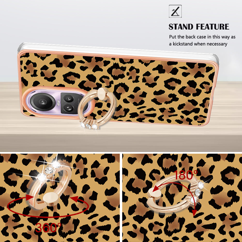 YB IMD Series-20 Style D for Oppo Reno10 Pro 5G (Global) 2.0mm TPU Case IMD Pattern Electroplating Phone Kickstand Cover