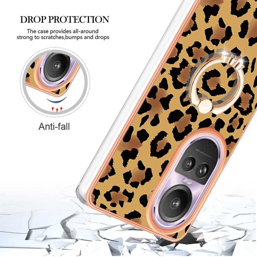 YB IMD Series-20 Style D for Oppo Reno10 Pro 5G (Global) 2.0mm TPU Case IMD Pattern Electroplating Phone Kickstand Cover