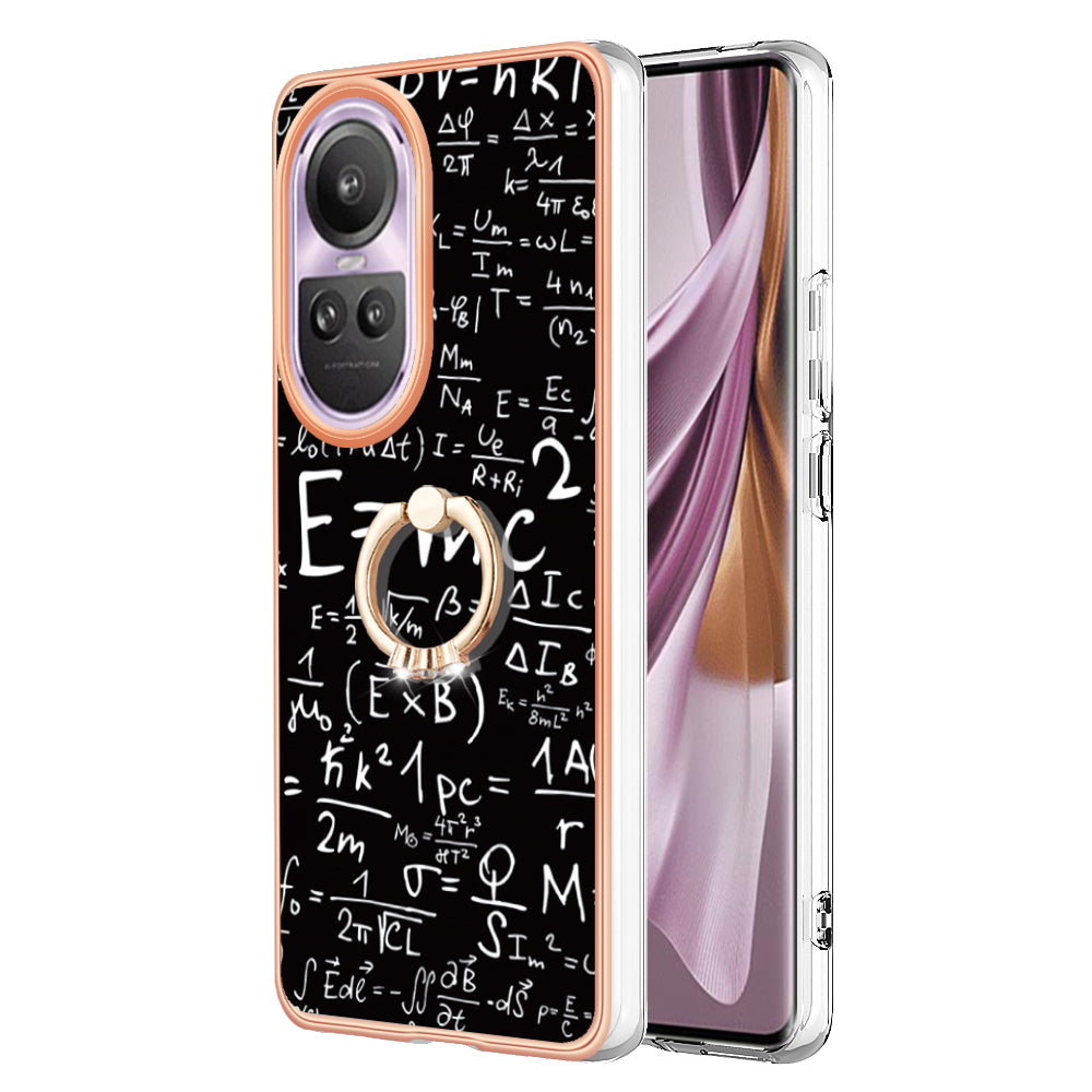 YB IMD Series-20 Style D for Oppo Reno10 Pro 5G (Global) 2.0mm TPU Case IMD Pattern Electroplating Phone Kickstand Cover