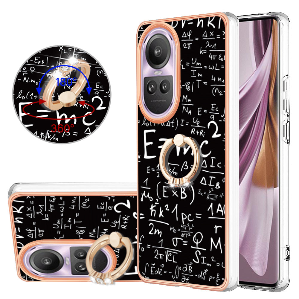 YB IMD Series-20 Style D for Oppo Reno10 Pro 5G (Global) 2.0mm TPU Case IMD Pattern Electroplating Phone Kickstand Cover