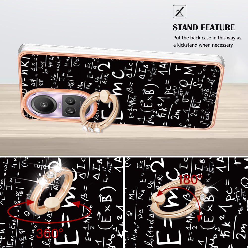 YB IMD Series-20 Style D for Oppo Reno10 Pro 5G (Global) 2.0mm TPU Case IMD Pattern Electroplating Phone Kickstand Cover