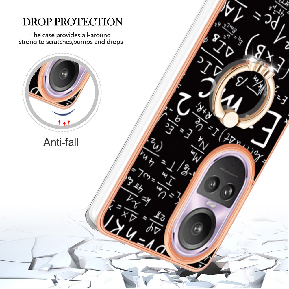 YB IMD Series-20 Style D for Oppo Reno10 Pro 5G (Global) 2.0mm TPU Case IMD Pattern Electroplating Phone Kickstand Cover