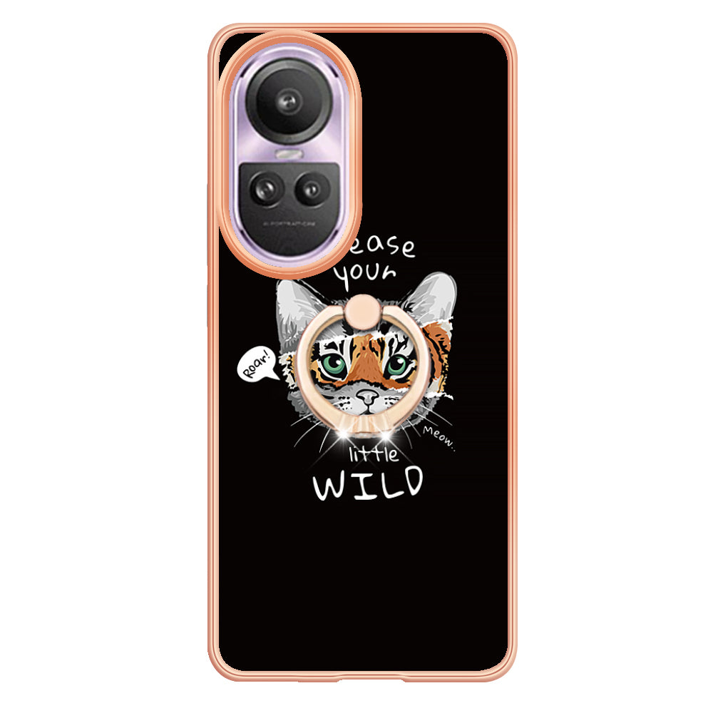 YB IMD Series-20 Style D for Oppo Reno10 Pro 5G (Global) 2.0mm TPU Case IMD Pattern Electroplating Phone Kickstand Cover