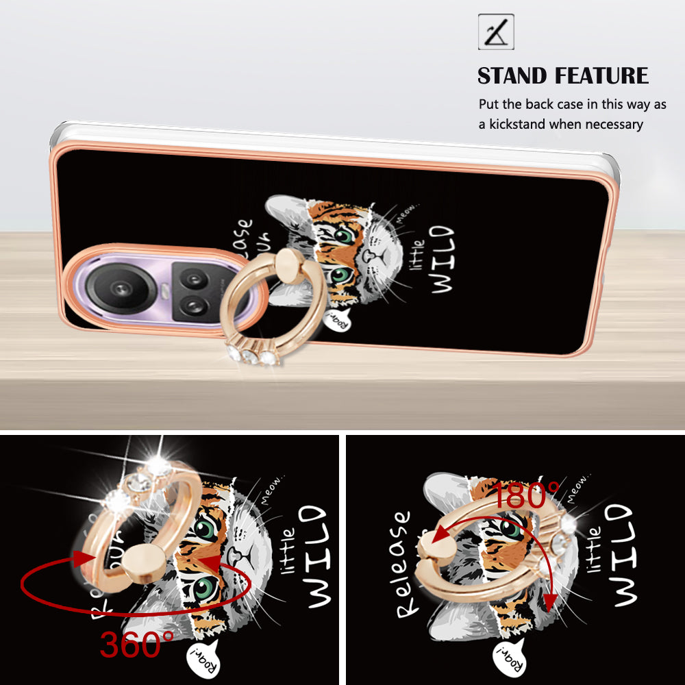 YB IMD Series-20 Style D for Oppo Reno10 Pro 5G (Global) 2.0mm TPU Case IMD Pattern Electroplating Phone Kickstand Cover