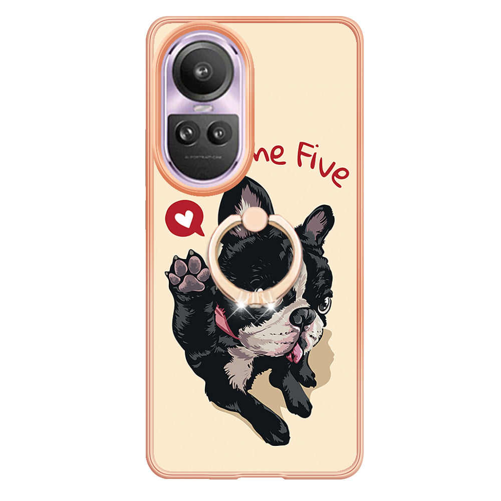 YB IMD Series-20 Style D for Oppo Reno10 Pro 5G (Global) 2.0mm TPU Case IMD Pattern Electroplating Phone Kickstand Cover