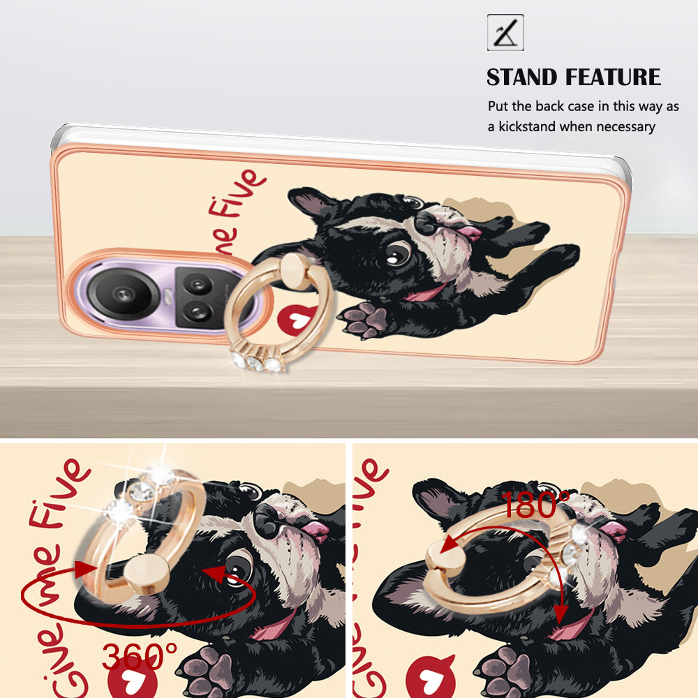 YB IMD Series-20 Style D for Oppo Reno10 Pro 5G (Global) 2.0mm TPU Case IMD Pattern Electroplating Phone Kickstand Cover