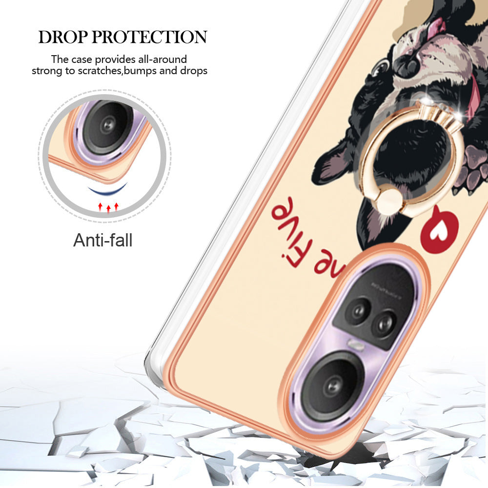 YB IMD Series-20 Style D for Oppo Reno10 Pro 5G (Global) 2.0mm TPU Case IMD Pattern Electroplating Phone Kickstand Cover