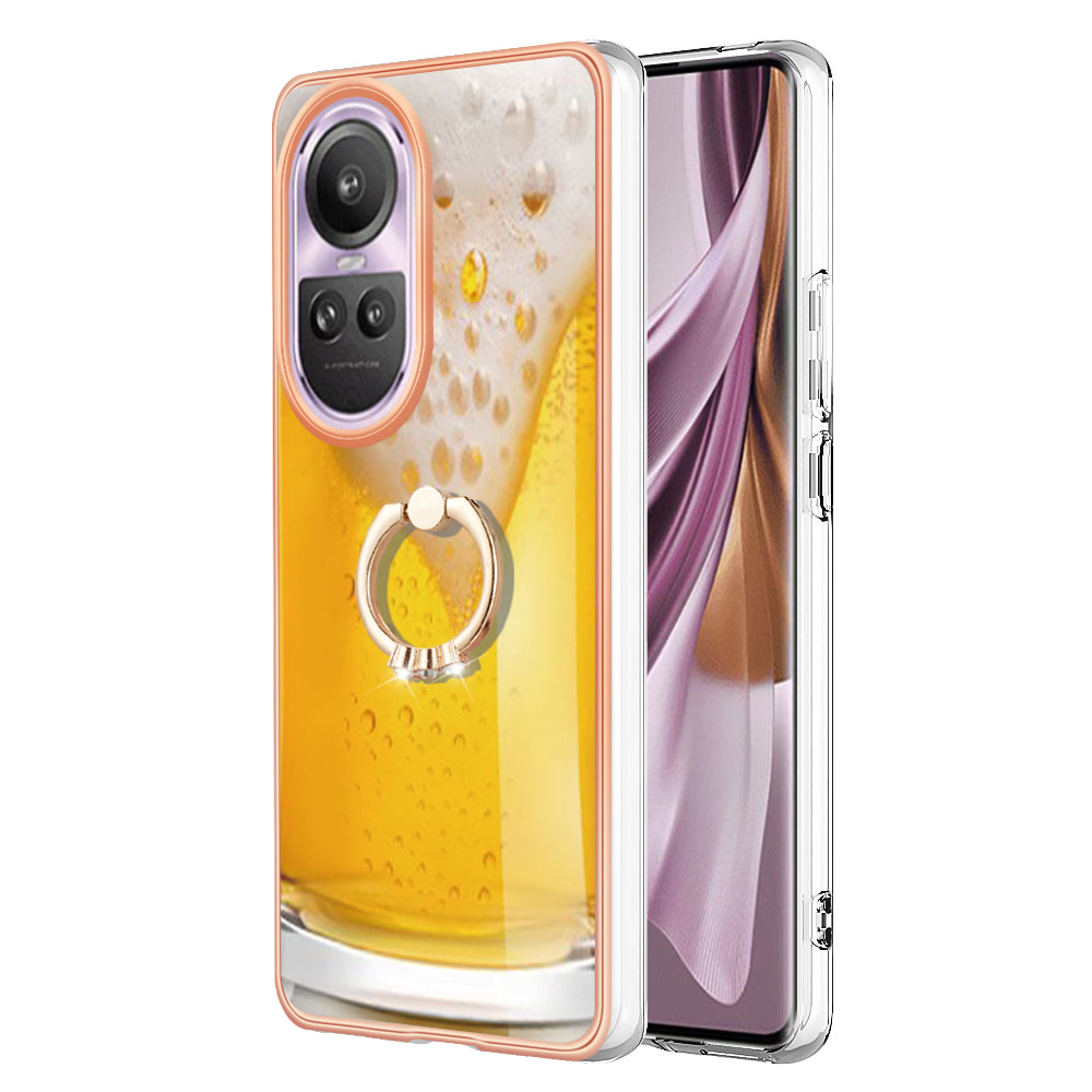 YB IMD Series-20 Style D for Oppo Reno10 Pro 5G (Global) 2.0mm TPU Case IMD Pattern Electroplating Phone Kickstand Cover