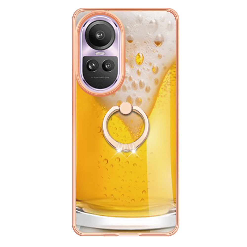 YB IMD Series-20 Style D for Oppo Reno10 Pro 5G (Global) 2.0mm TPU Case IMD Pattern Electroplating Phone Kickstand Cover