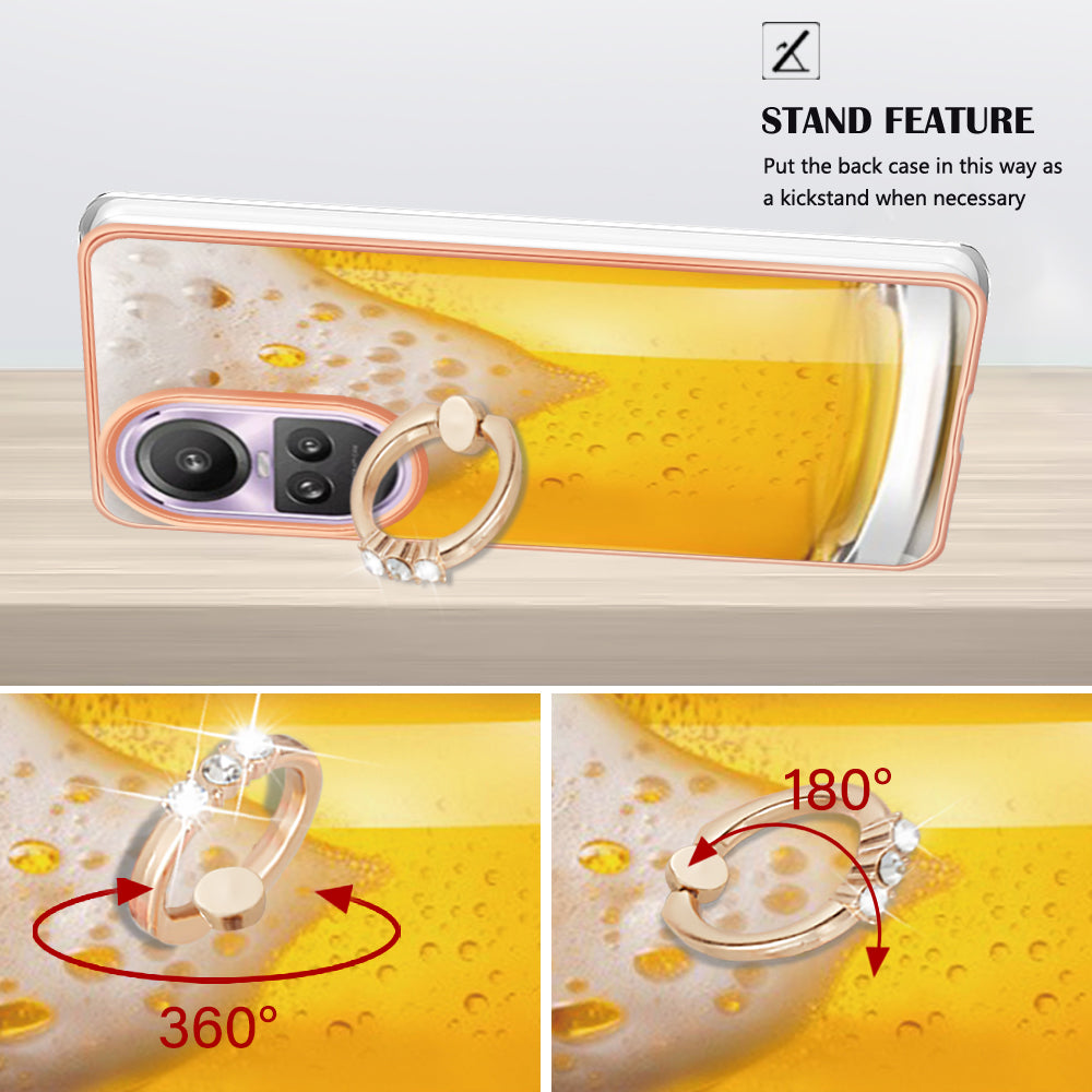 YB IMD Series-20 Style D for Oppo Reno10 Pro 5G (Global) 2.0mm TPU Case IMD Pattern Electroplating Phone Kickstand Cover