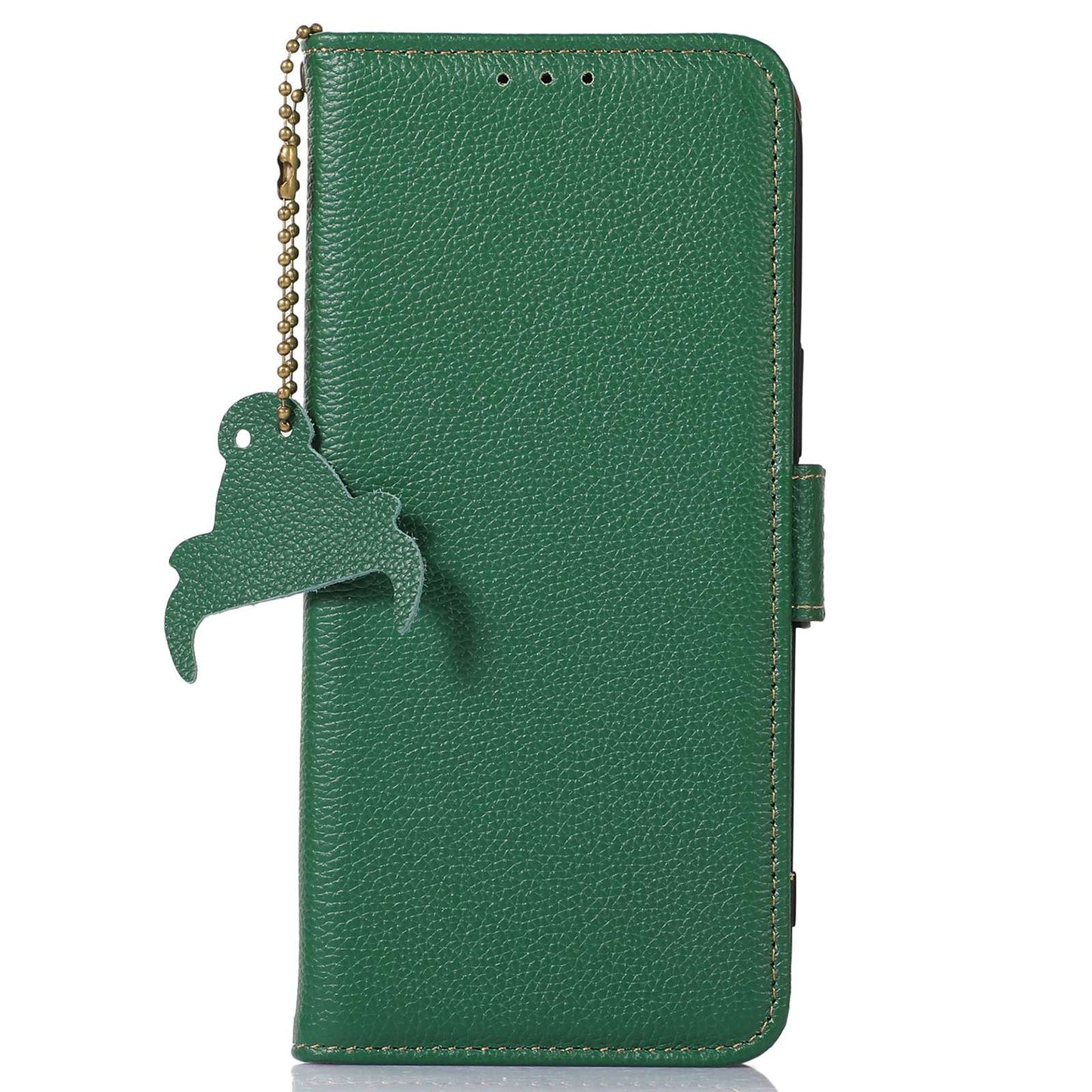RFID Blocking Shell for Sony Xperia 5 V , Litchi Texture Genuine Cow Leather Phone Case Wallet Stand Cover