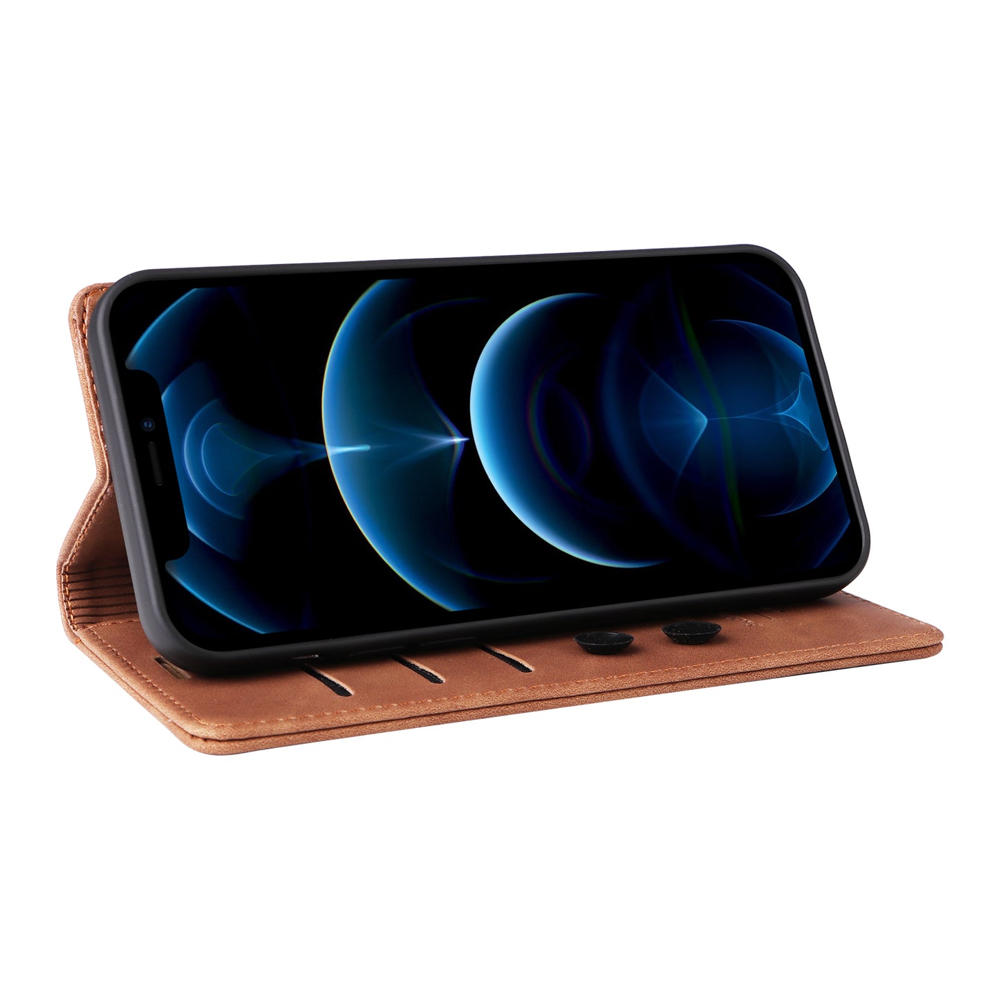 006 Series For iPhone 15 Pro Case PU Leather Phone Cover with Wallet Stand