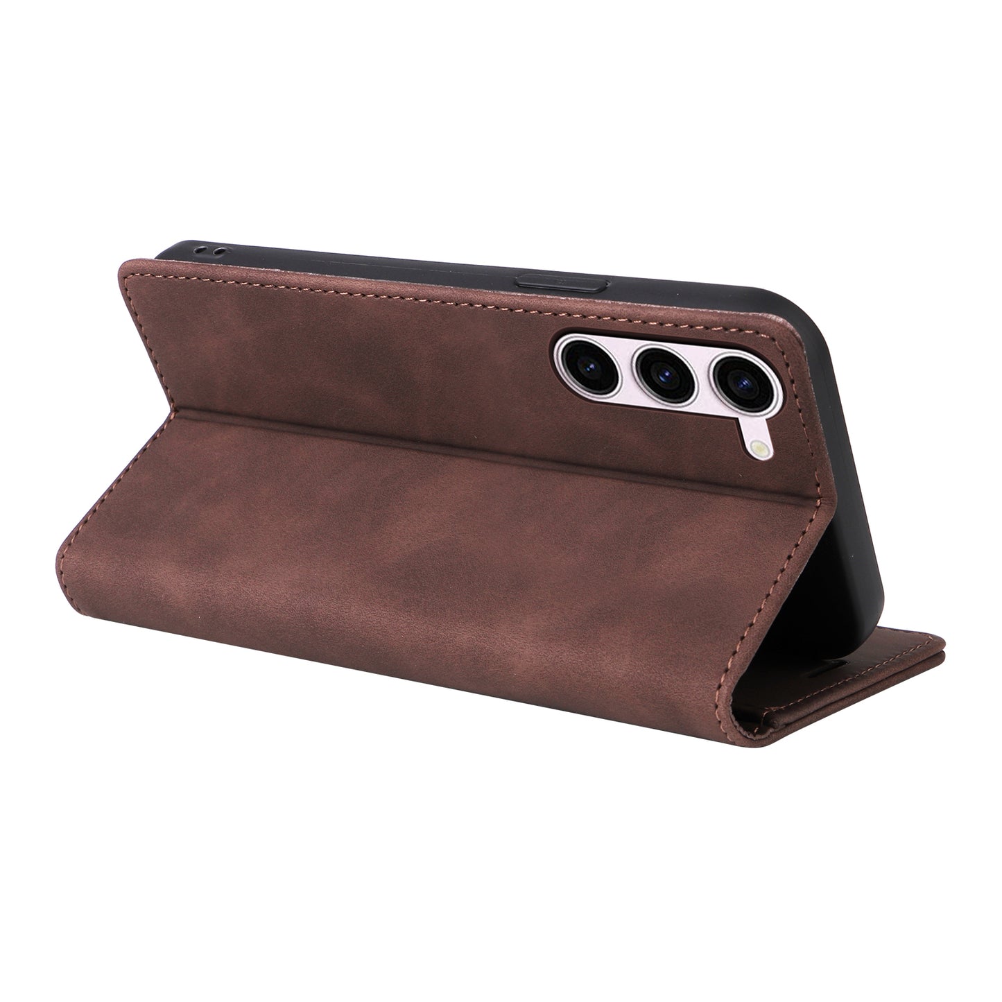 006 Series For Samsung Galaxy S23+ Case PU Leather Sucker Closure Phone Stand Cover