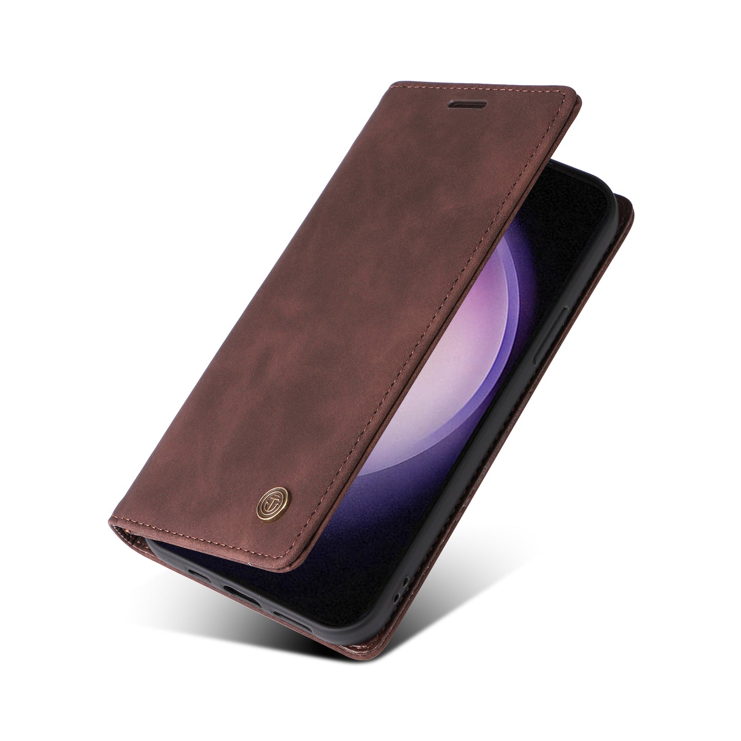 006 Series For Samsung Galaxy S23+ Case PU Leather Sucker Closure Phone Stand Cover