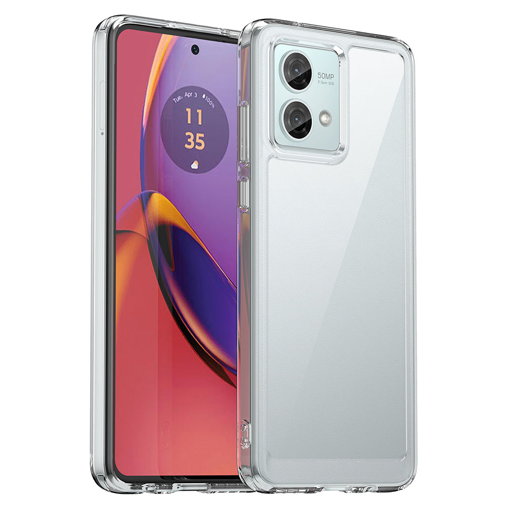 For Motorola Moto G84 5G Phone Case Electroplating Buttons Acrylic+TPU Cover (Big Rear Lens Hole)