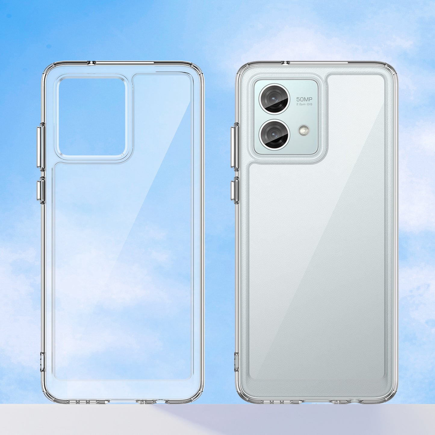 For Motorola Moto G84 5G Phone Case Electroplating Buttons Acrylic+TPU Cover (Big Rear Lens Hole)