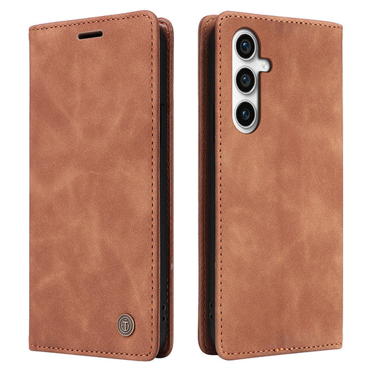 006 Series For Samsung Galaxy S23 FE Case Sucker Closure PU Leather Phone Stand Cover