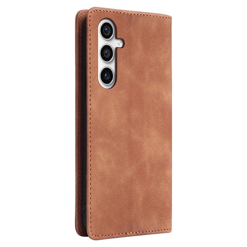 006 Series For Samsung Galaxy S23 FE Case Sucker Closure PU Leather Phone Stand Cover