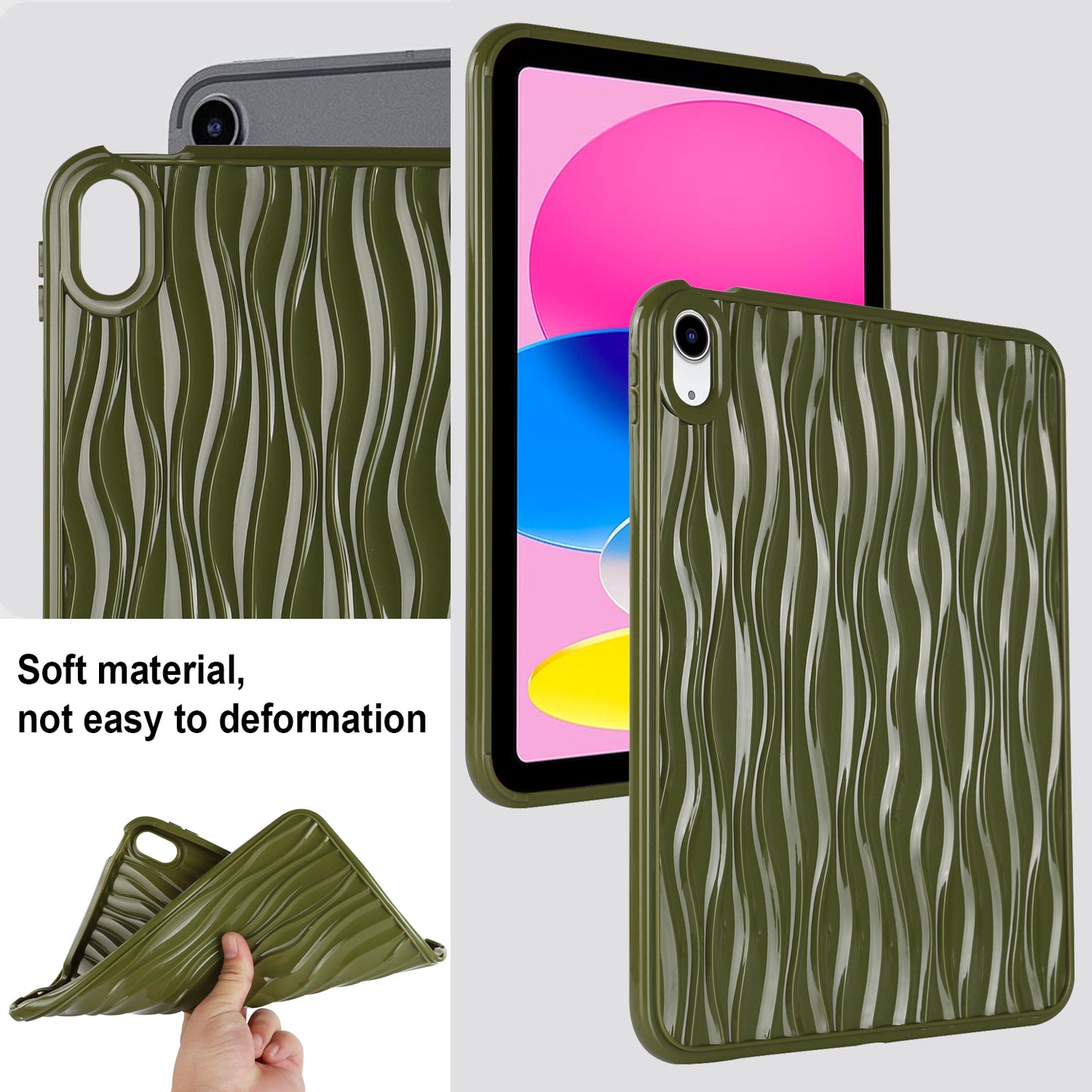 For iPad 10.9 (2022) Wave Texture Shockproof Cover Soft TPU Tablet Protective Case