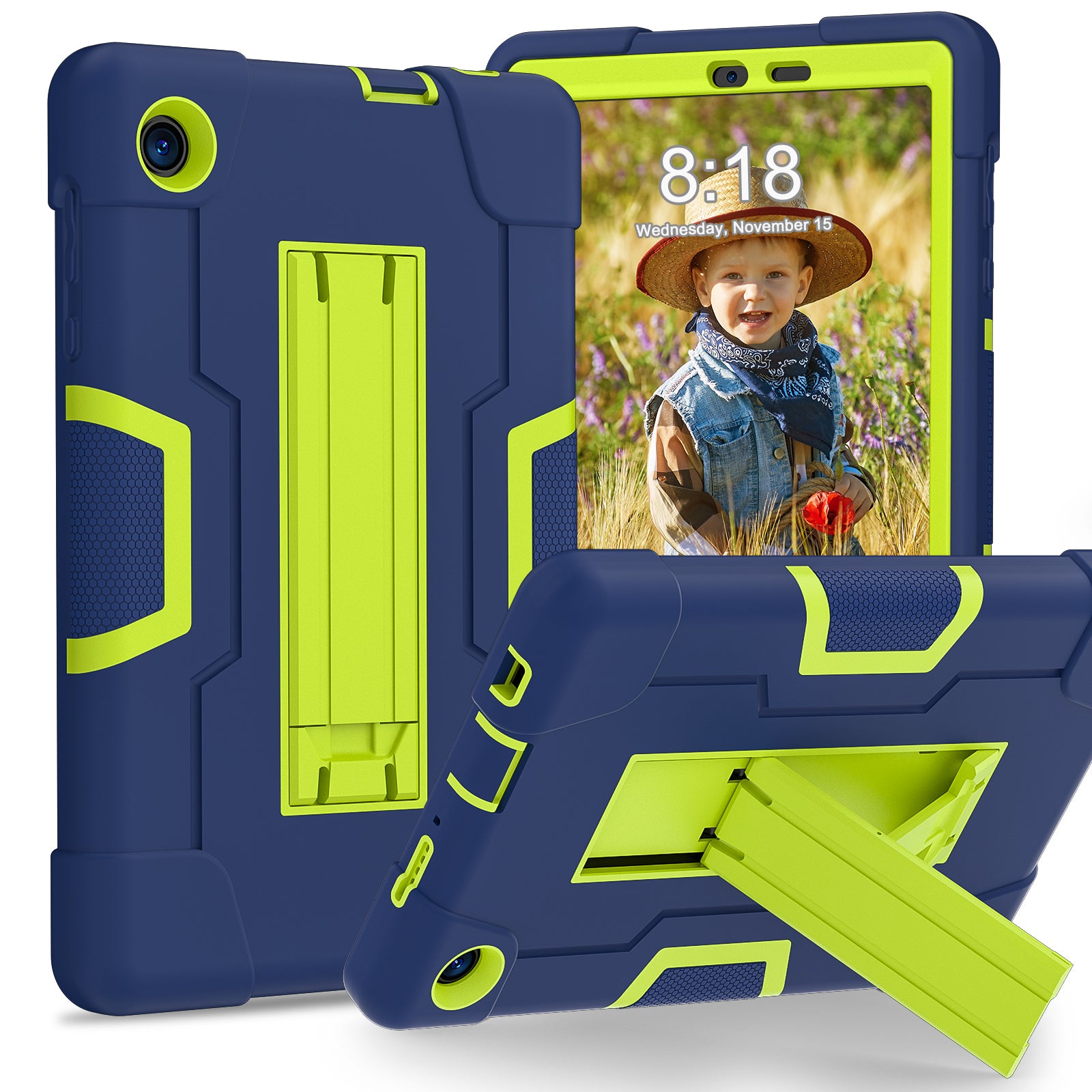 For TCL Tab 8 4G / Tab 8 LE (Model 9137W) / Tab 8 WiFi (Model 9132X) Kickstand Tablet Case Robot Style Silicone + PC Color Contrast Protective Cover