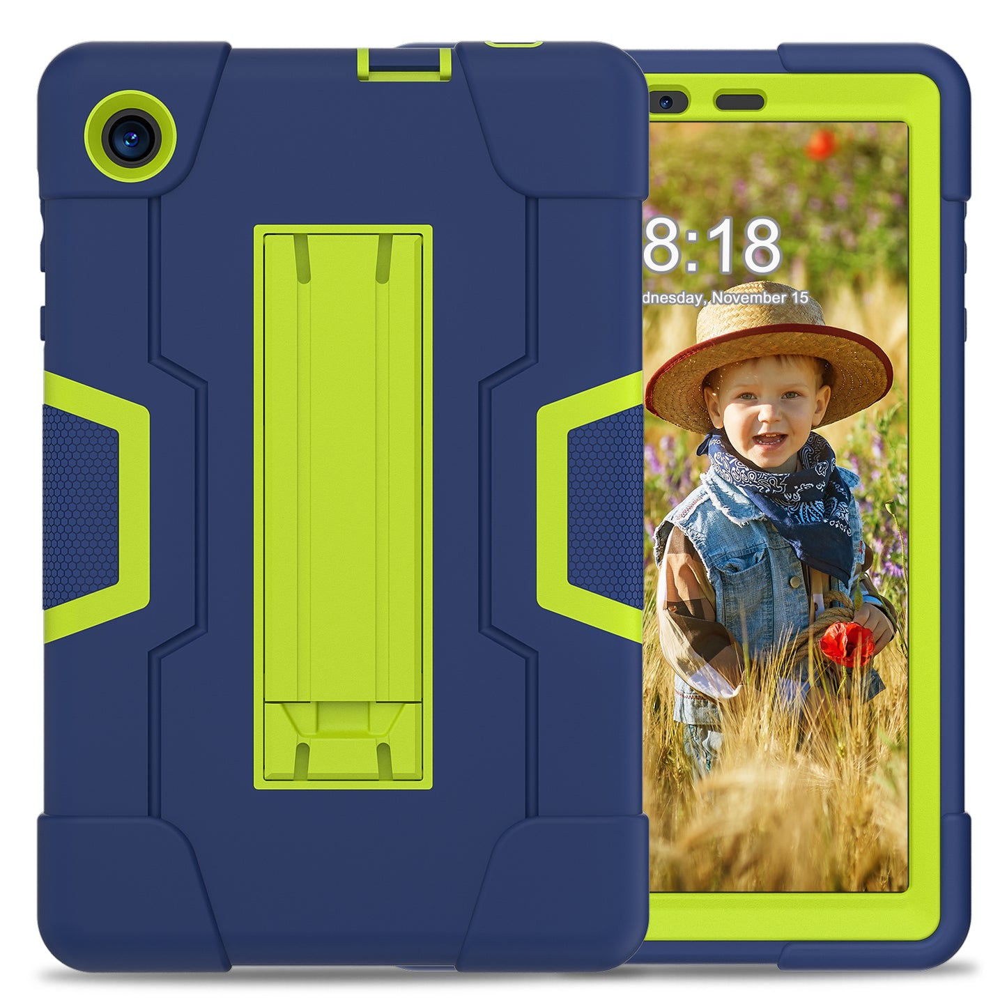 For TCL Tab 8 4G / Tab 8 LE (Model 9137W) / Tab 8 WiFi (Model 9132X) Kickstand Tablet Case Robot Style Silicone + PC Color Contrast Protective Cover