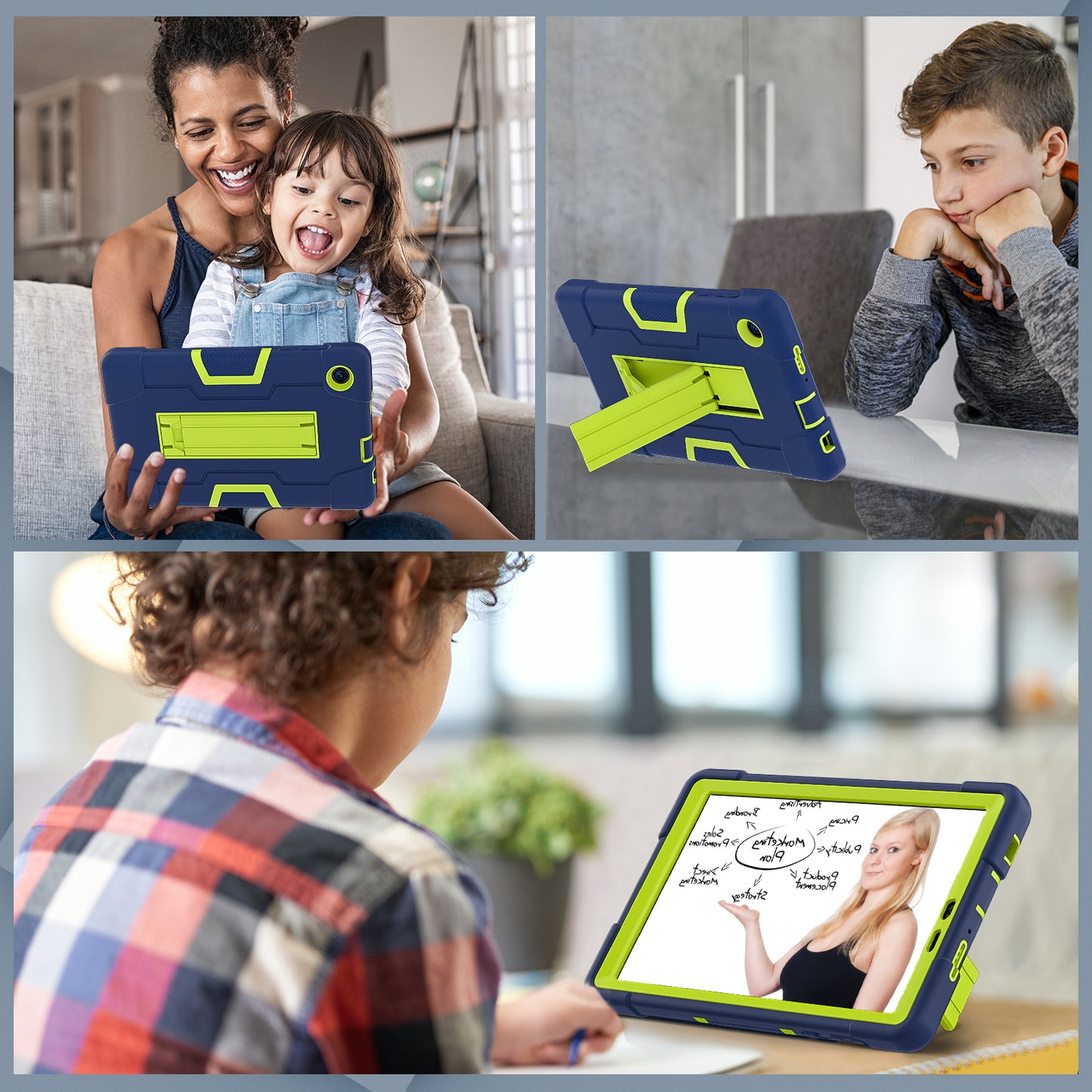 For TCL Tab 8 4G / Tab 8 LE (Model 9137W) / Tab 8 WiFi (Model 9132X) Kickstand Tablet Case Robot Style Silicone + PC Color Contrast Protective Cover