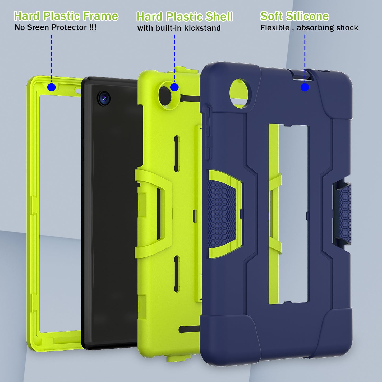For TCL Tab 8 4G / Tab 8 LE (Model 9137W) / Tab 8 WiFi (Model 9132X) Kickstand Tablet Case Robot Style Silicone + PC Color Contrast Protective Cover