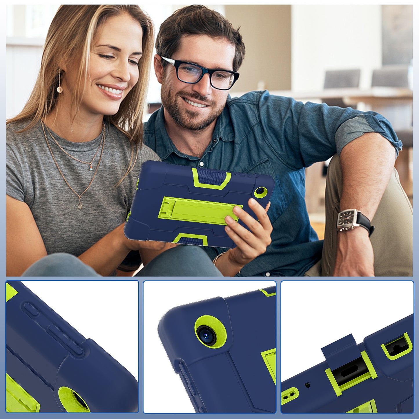 For TCL Tab 8 4G / Tab 8 LE (Model 9137W) / Tab 8 WiFi (Model 9132X) Kickstand Tablet Case Robot Style Silicone + PC Color Contrast Protective Cover