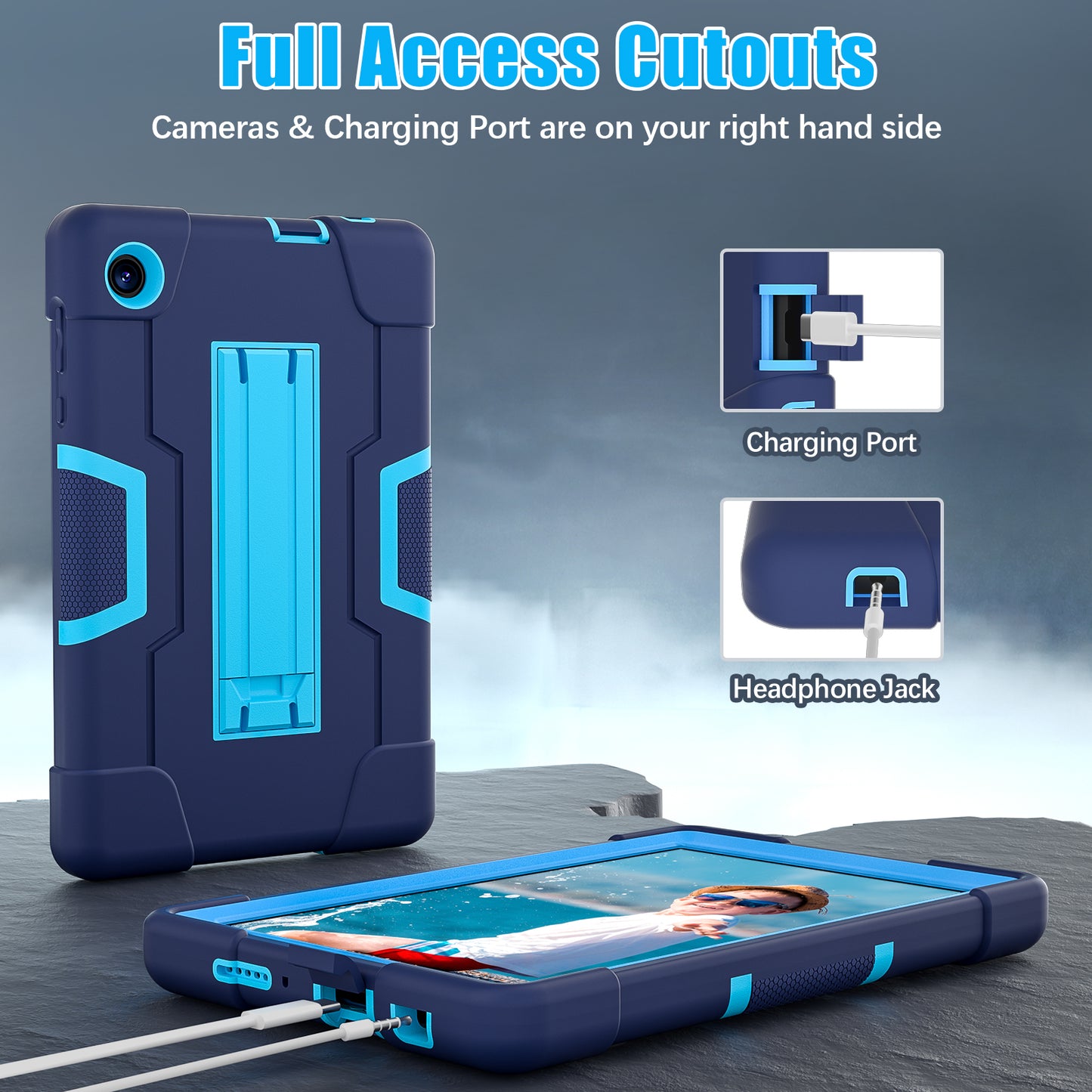For TCL Tab 8 4G / Tab 8 LE (Model 9137W) / Tab 8 WiFi (Model 9132X) Kickstand Tablet Case Robot Style Silicone + PC Color Contrast Protective Cover