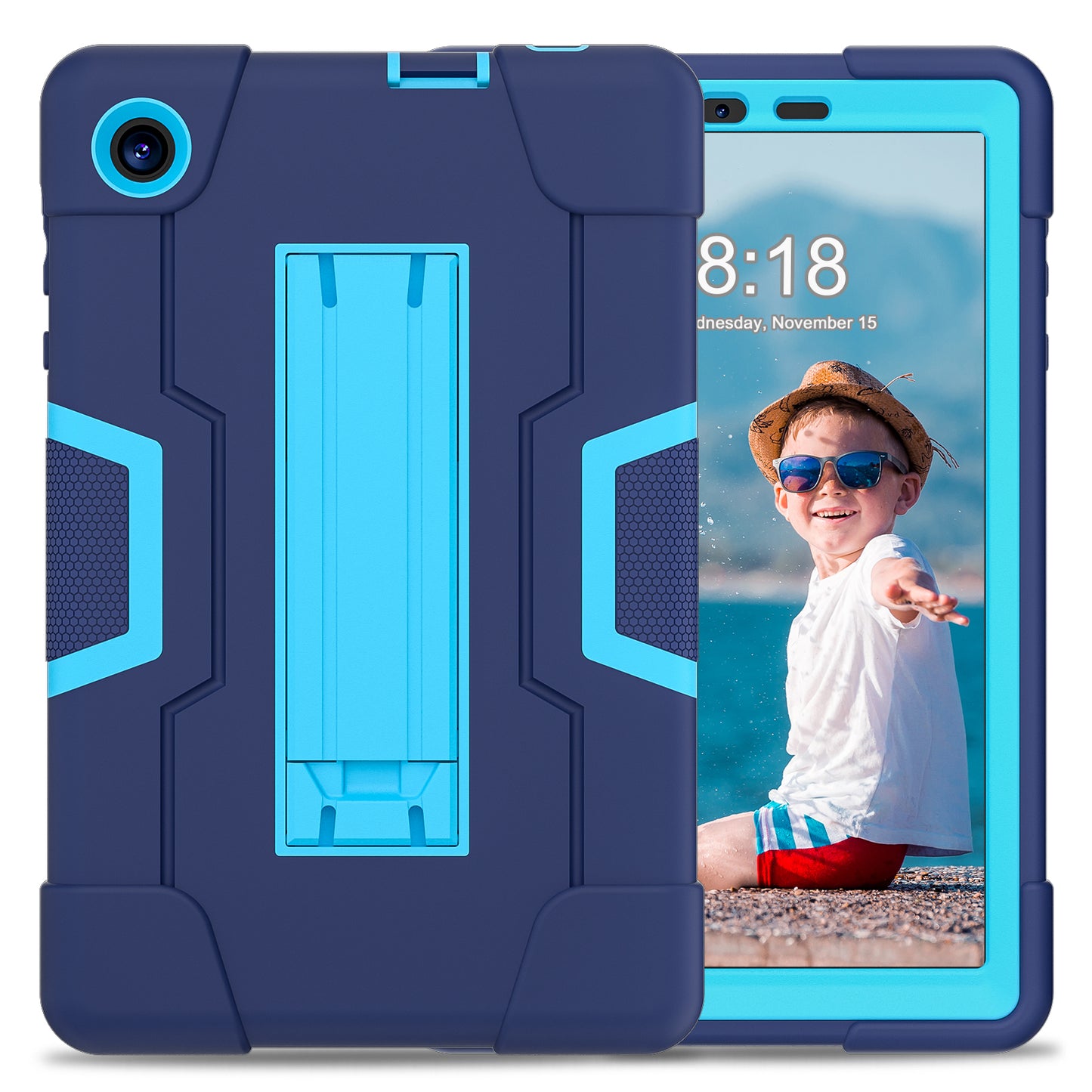 For TCL Tab 8 4G / Tab 8 LE (Model 9137W) / Tab 8 WiFi (Model 9132X) Kickstand Tablet Case Robot Style Silicone + PC Color Contrast Protective Cover