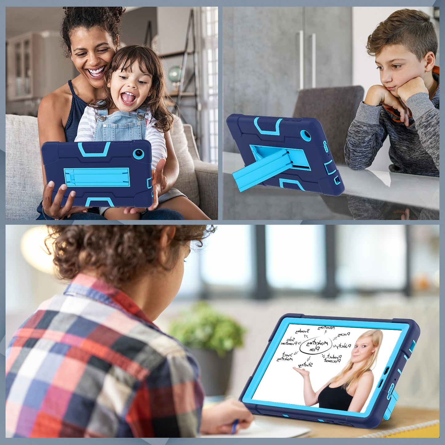 For TCL Tab 8 4G / Tab 8 LE (Model 9137W) / Tab 8 WiFi (Model 9132X) Kickstand Tablet Case Robot Style Silicone + PC Color Contrast Protective Cover