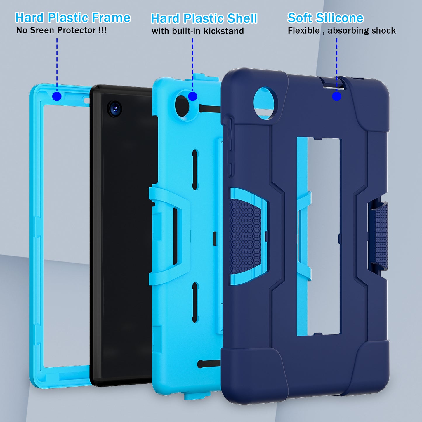 For TCL Tab 8 4G / Tab 8 LE (Model 9137W) / Tab 8 WiFi (Model 9132X) Kickstand Tablet Case Robot Style Silicone + PC Color Contrast Protective Cover