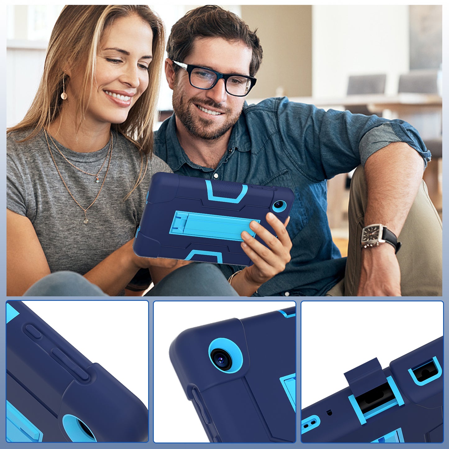 For TCL Tab 8 4G / Tab 8 LE (Model 9137W) / Tab 8 WiFi (Model 9132X) Kickstand Tablet Case Robot Style Silicone + PC Color Contrast Protective Cover