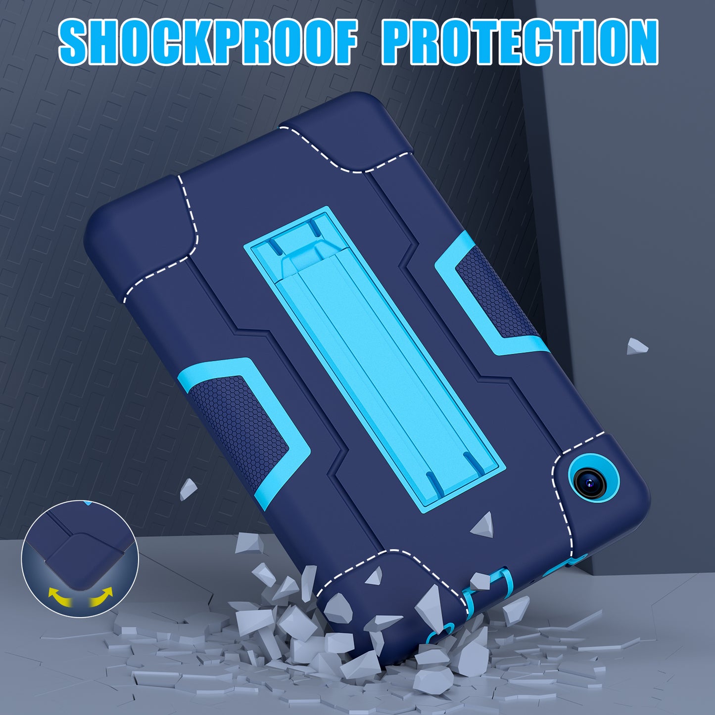 For TCL Tab 8 4G / Tab 8 LE (Model 9137W) / Tab 8 WiFi (Model 9132X) Kickstand Tablet Case Robot Style Silicone + PC Color Contrast Protective Cover